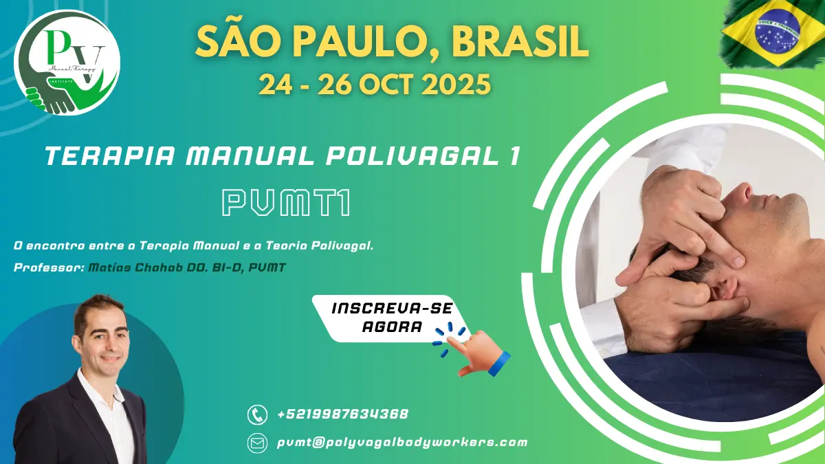 Cartaz do curso Terapia Manual Polivagal PVMT1 – São Paulo