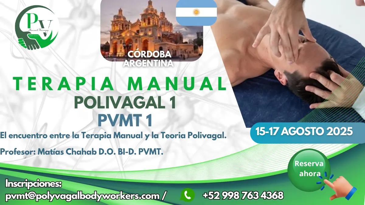 Cartel curso Terapia Manual Polivagal PVMT1 Córdoba (Argentina)
