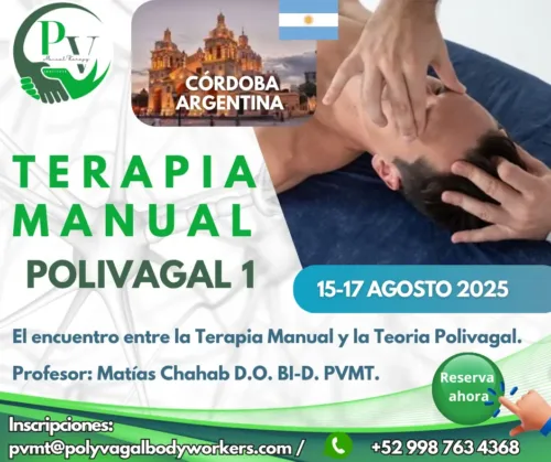 Cartel curso Terapia Manual Polivagal PVMT1 Córdoba (Argentina)