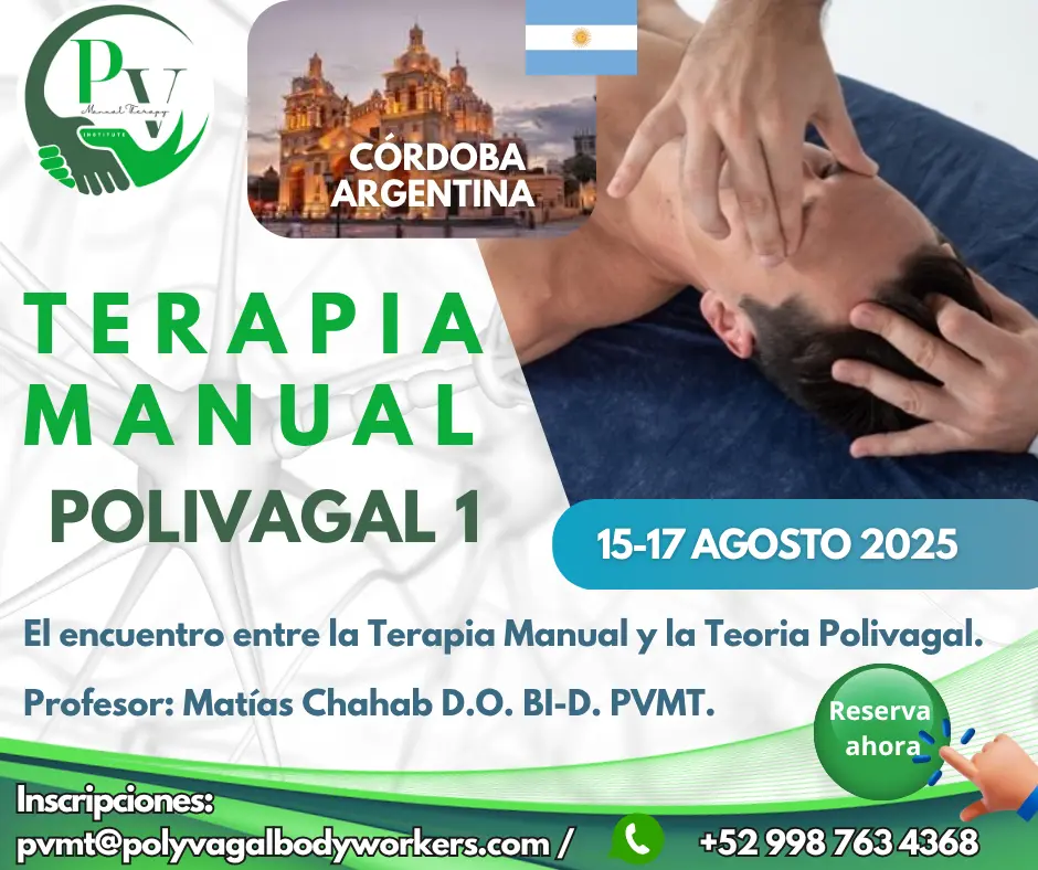 Cartel curso Terapia Manual Polivagal PVMT1 Córdoba (Argentina)