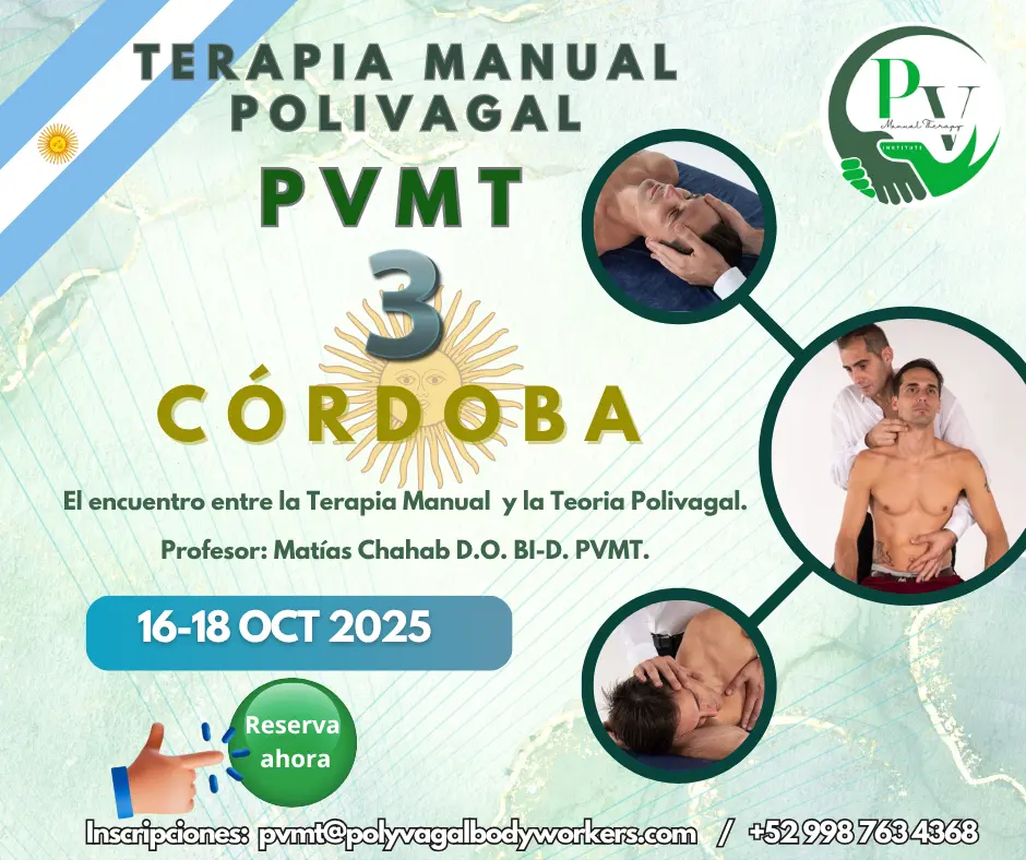 Cartel curso Terapia Manual Polivagal PVMT3 Córdoba