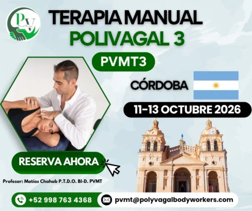 Cartel curso Terapia Manual Polivagal PVMT3 Córdoba