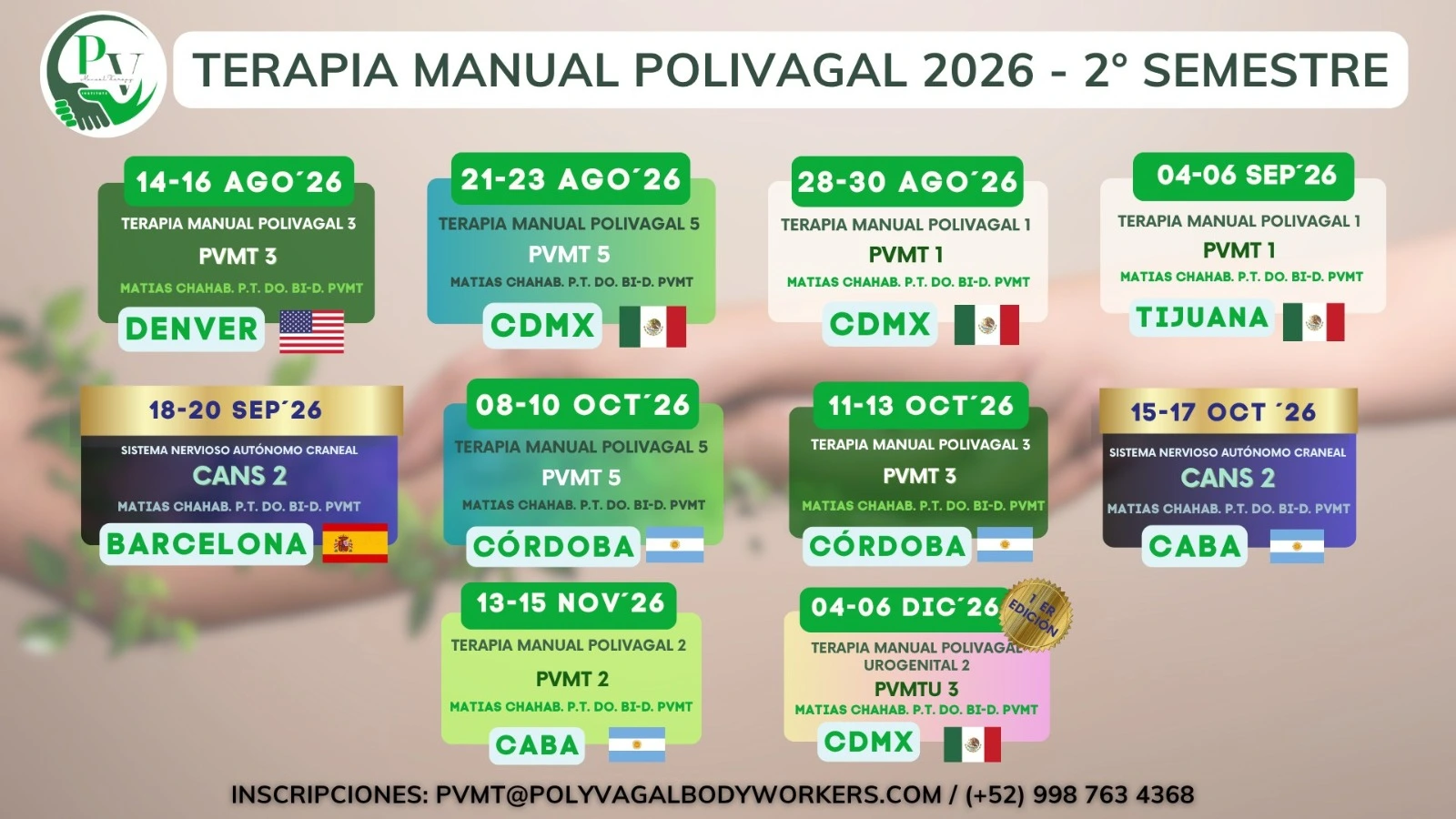 Calendario PVMT 2do semestre 2026